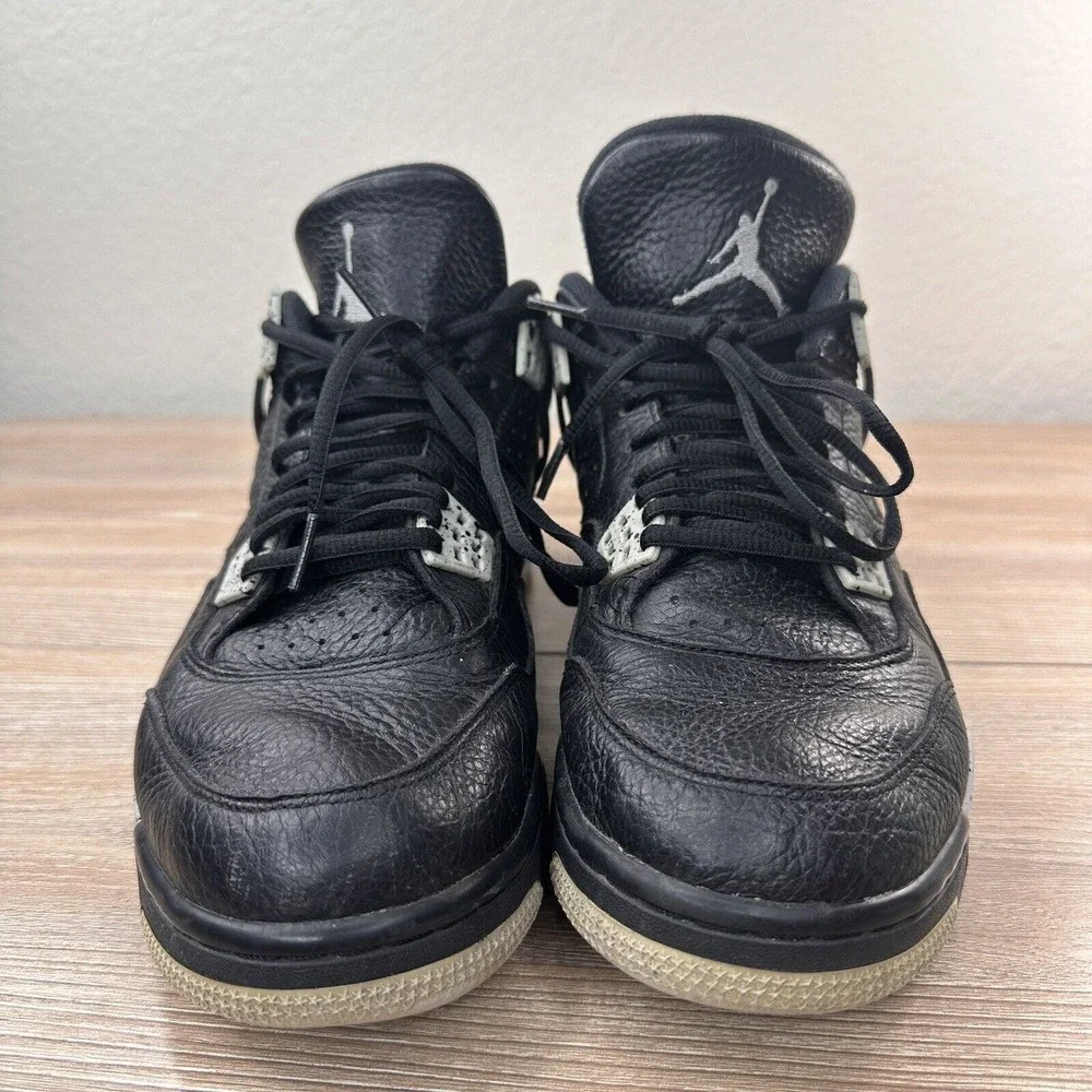 Jordan Sneakers Mens 10.5 Black Leather 4 Retro LS Oreo 2015